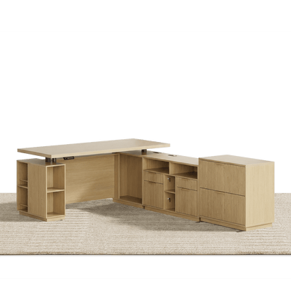 70" Executive Desk + 2 Drawers / Fluted - Natural Oak - 
