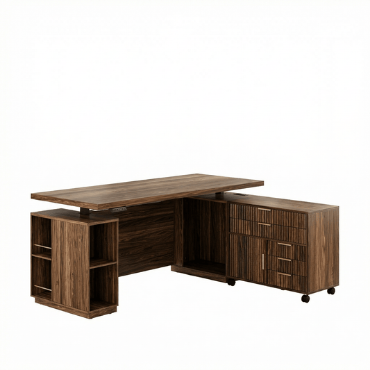 70" Premium Arundel Standing Desk - Fluted - Dark Walnut
