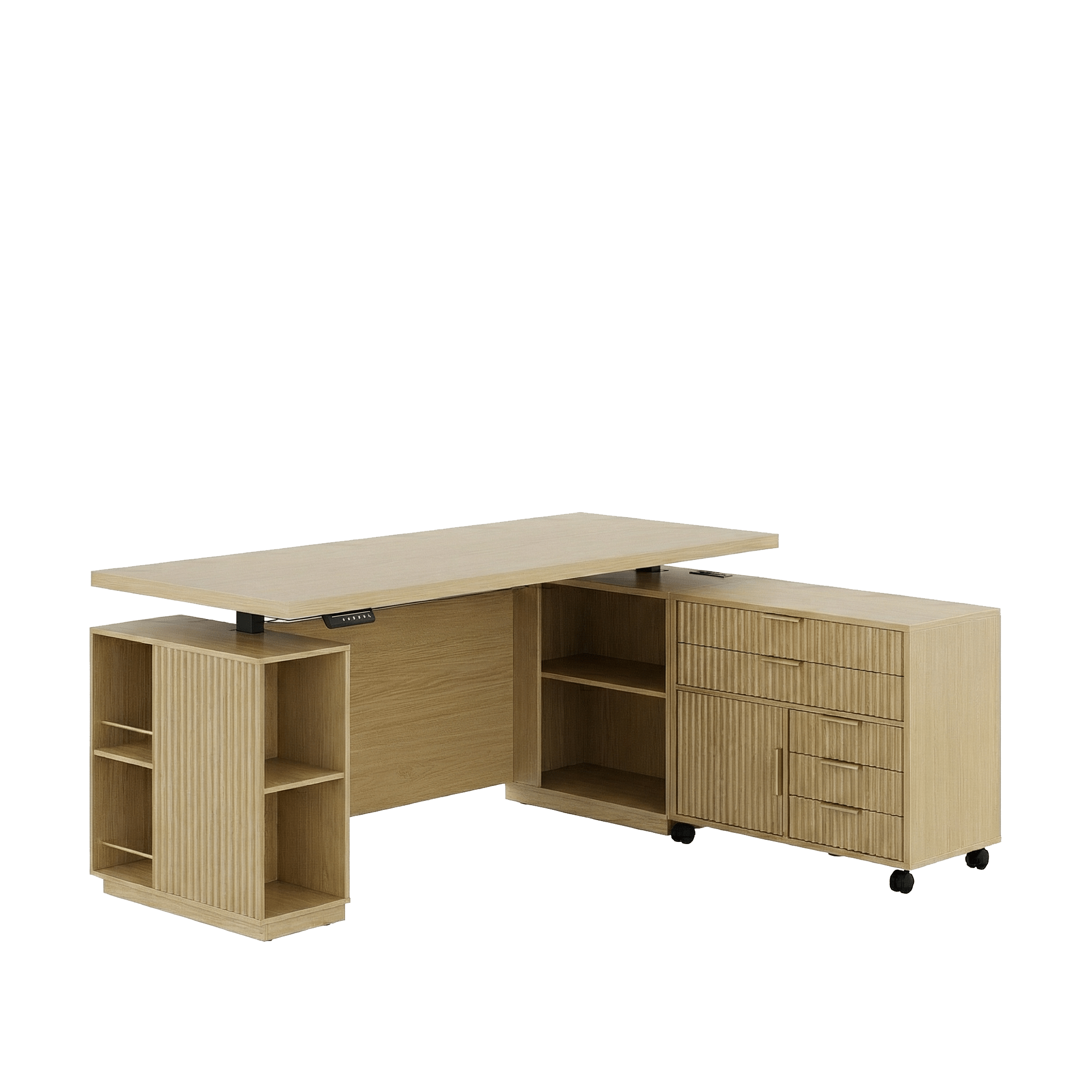 70" Premium Arundel Standing Desk - Fluted - Natural Oak