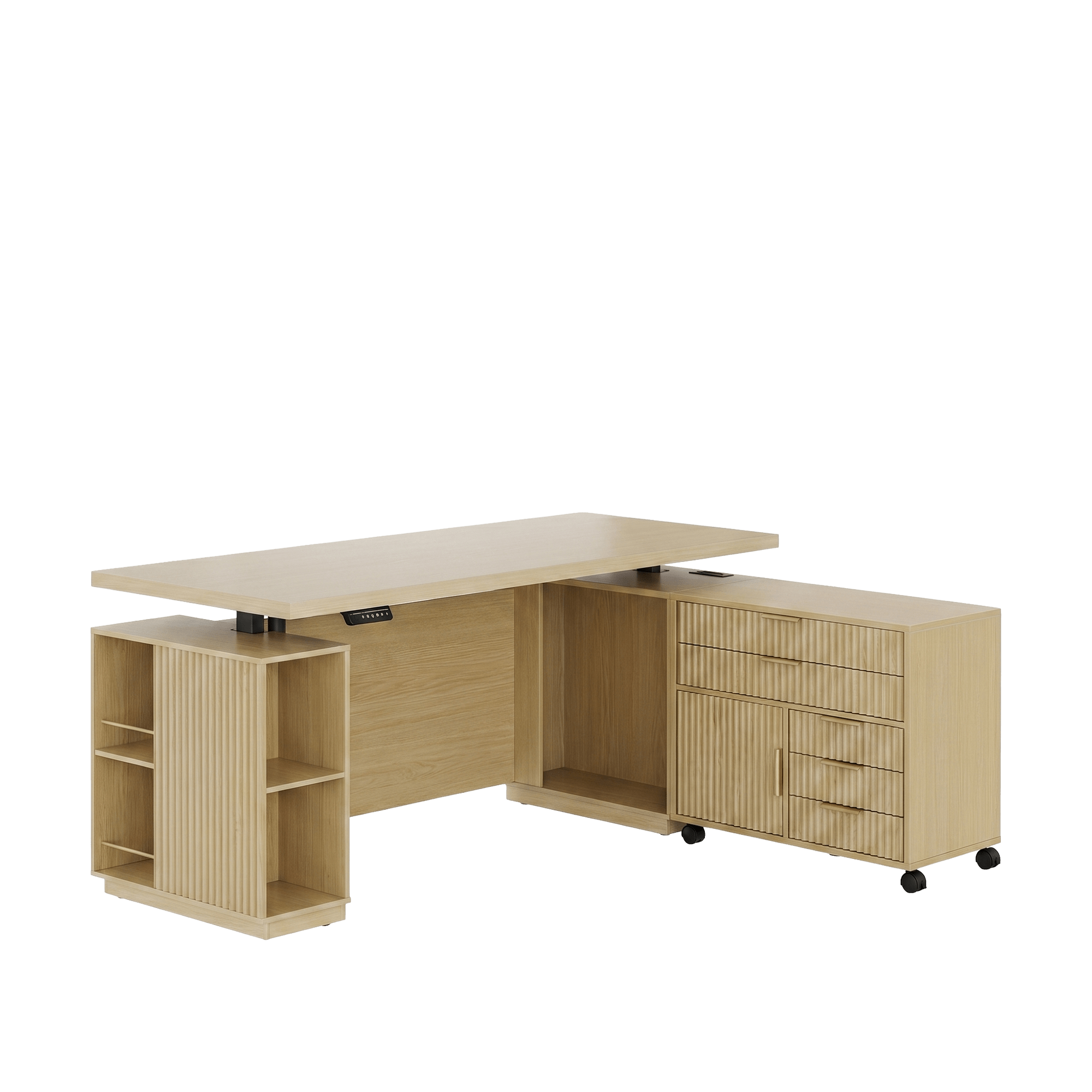 70" Premium Arundel Standing Desk - Fluted - Natural Oak