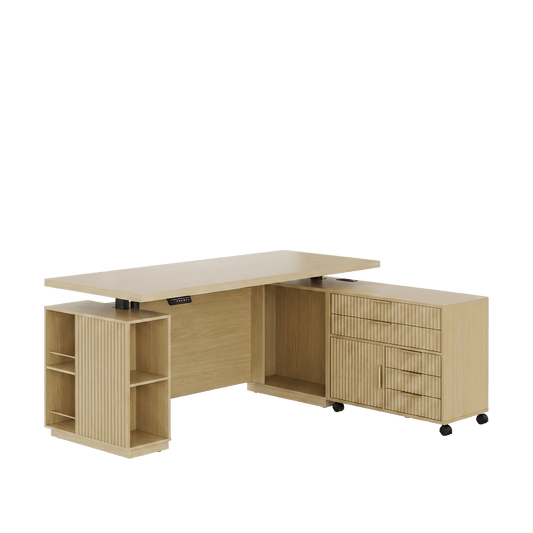 70" Premium Arundel Standing Desk - Fluted - Natural Oak