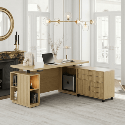 70" Premium Arundel Standing Desk - Fluted - Natural Oak