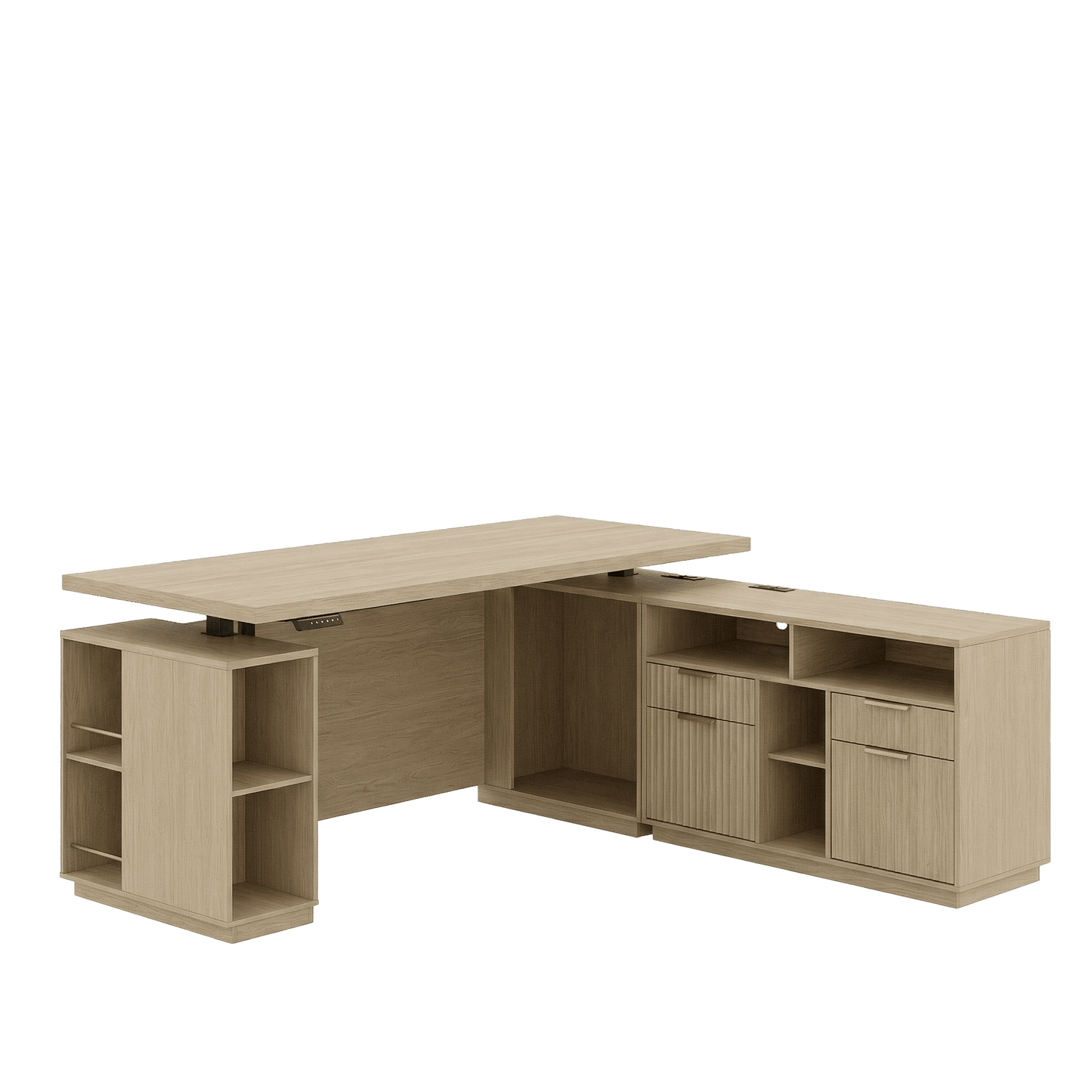 70" Premium Beryl Standing Desk - Fluted - Natural Oak