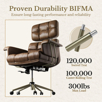 70" Premium Executive Standing Desk + Celestia Deep Cloud Chair + 73"Tall Fluted Bookshelf with Drawers & Doors/ Fluted - Dark Walnut - 