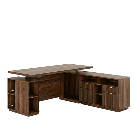 70" Premium Executive Standing Desk - Fluted - Dark Walnut
