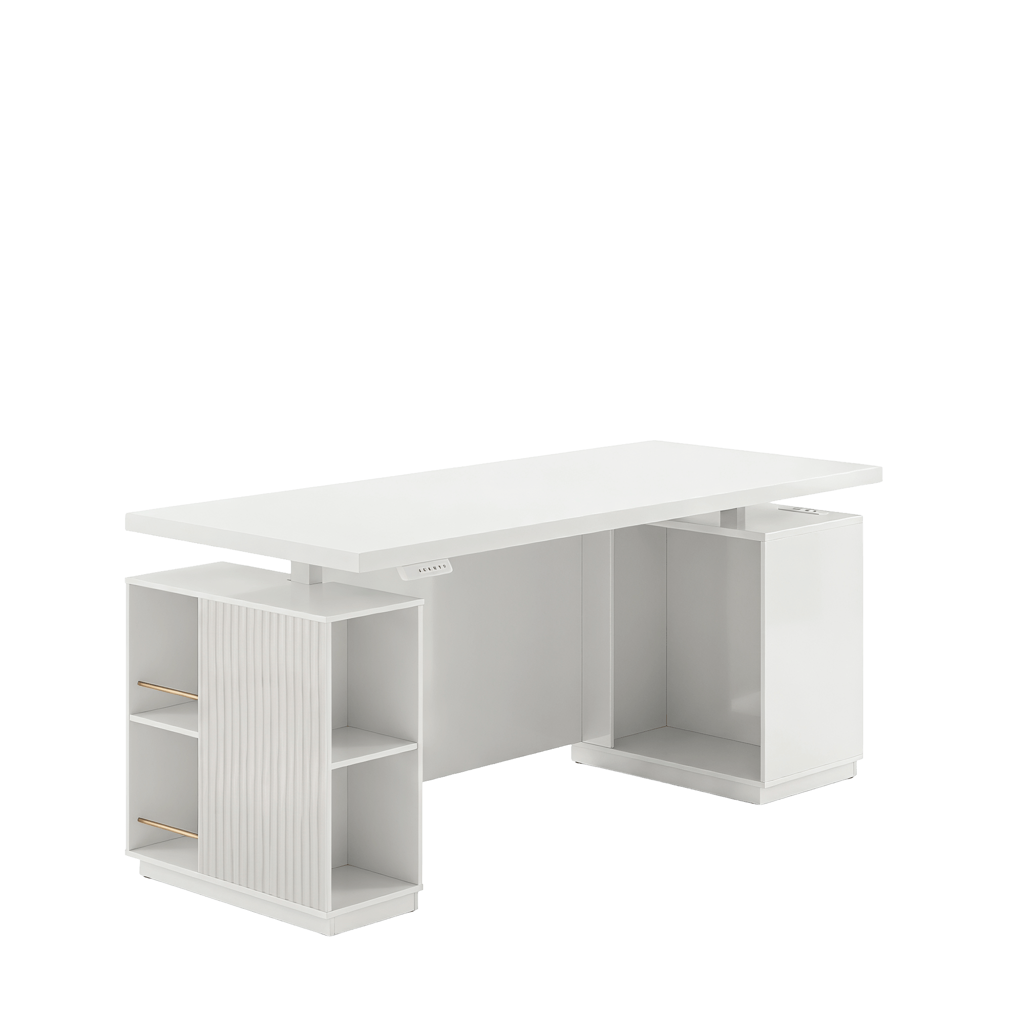 70" Premium Ochre Standing Desk - Fluted - White