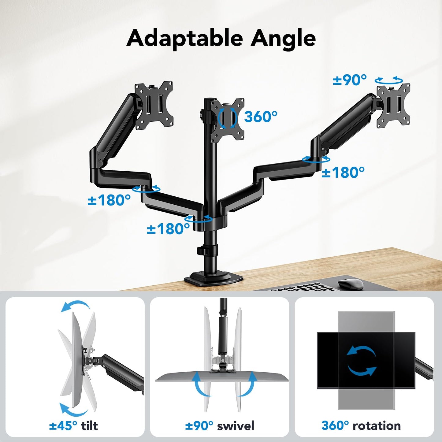 TS6 Triple Monitor Mount for 13"-27" Screens