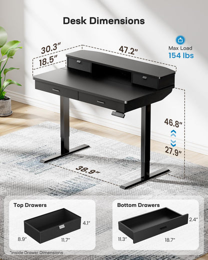 Standing Desk with 4 Drawers