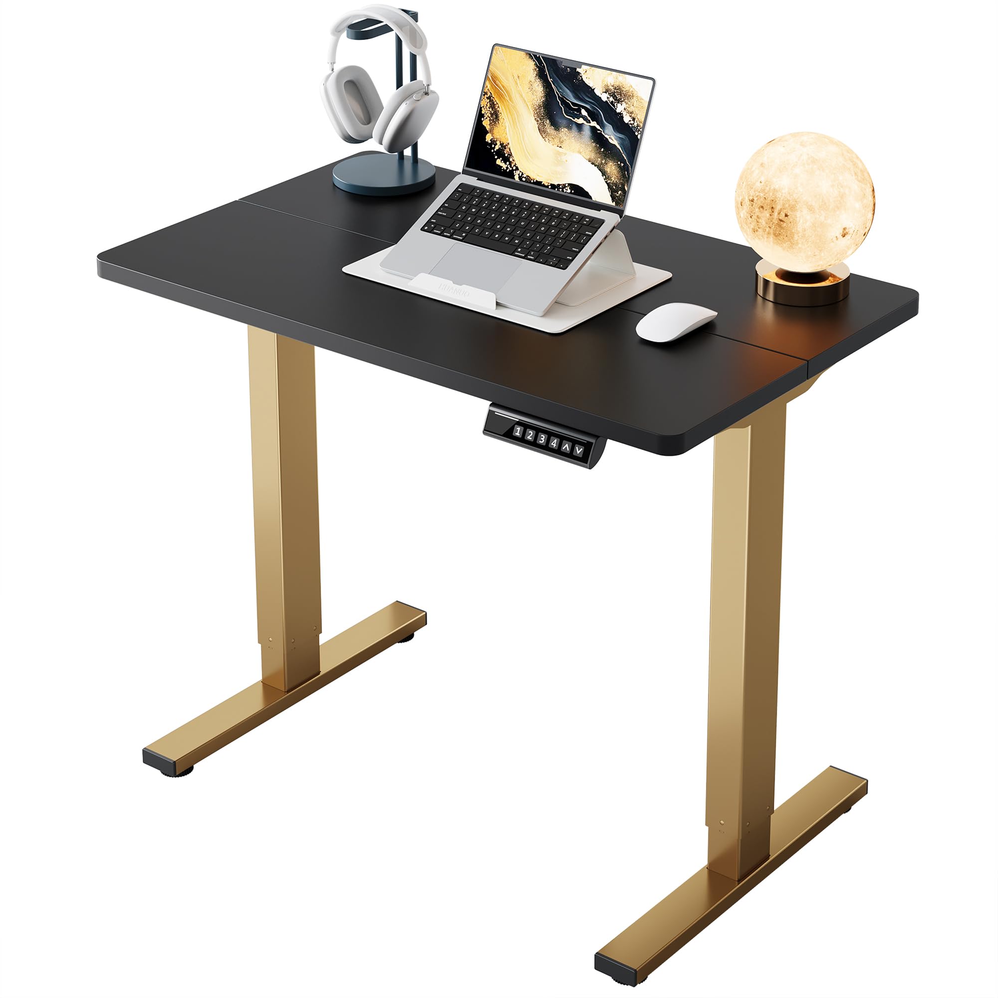 HUANUO 55 x 28 inch Electric Standing Desk Adjustable Height, 4 Memory Height Settings, Sit Stand Up Desk for Home Office & Computer Workstation, Light Walnut