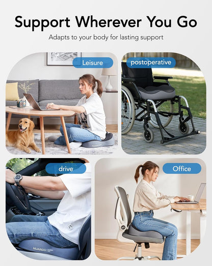 HUANUO Ergonomic Coccyx Seat Cushion – Non-Slip & Breathable