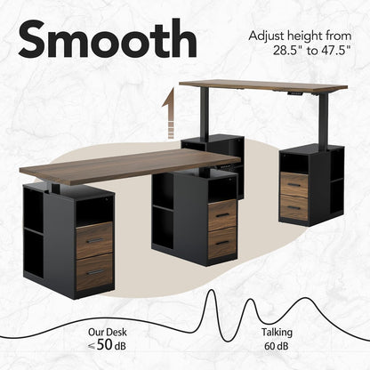 55" Electric Standing Desk with Drawers