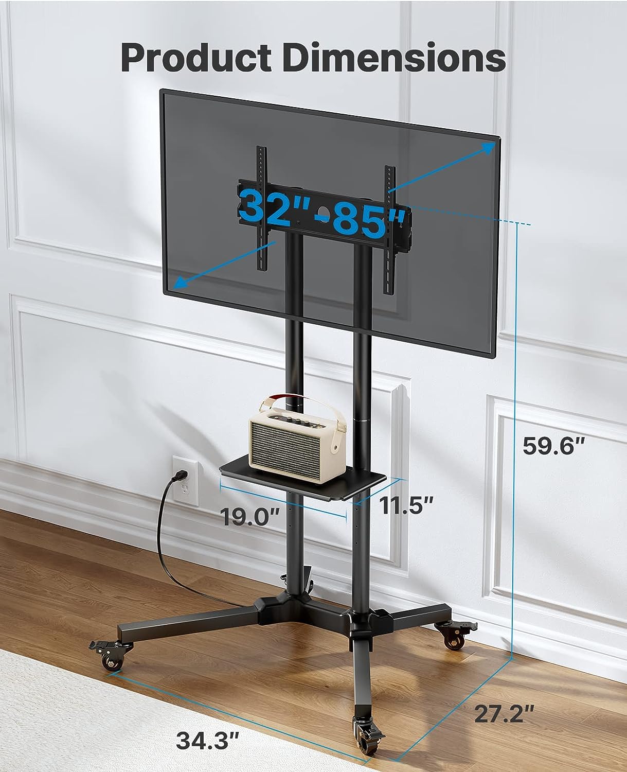 Rolling TV Stand For 32" To 85" TVs