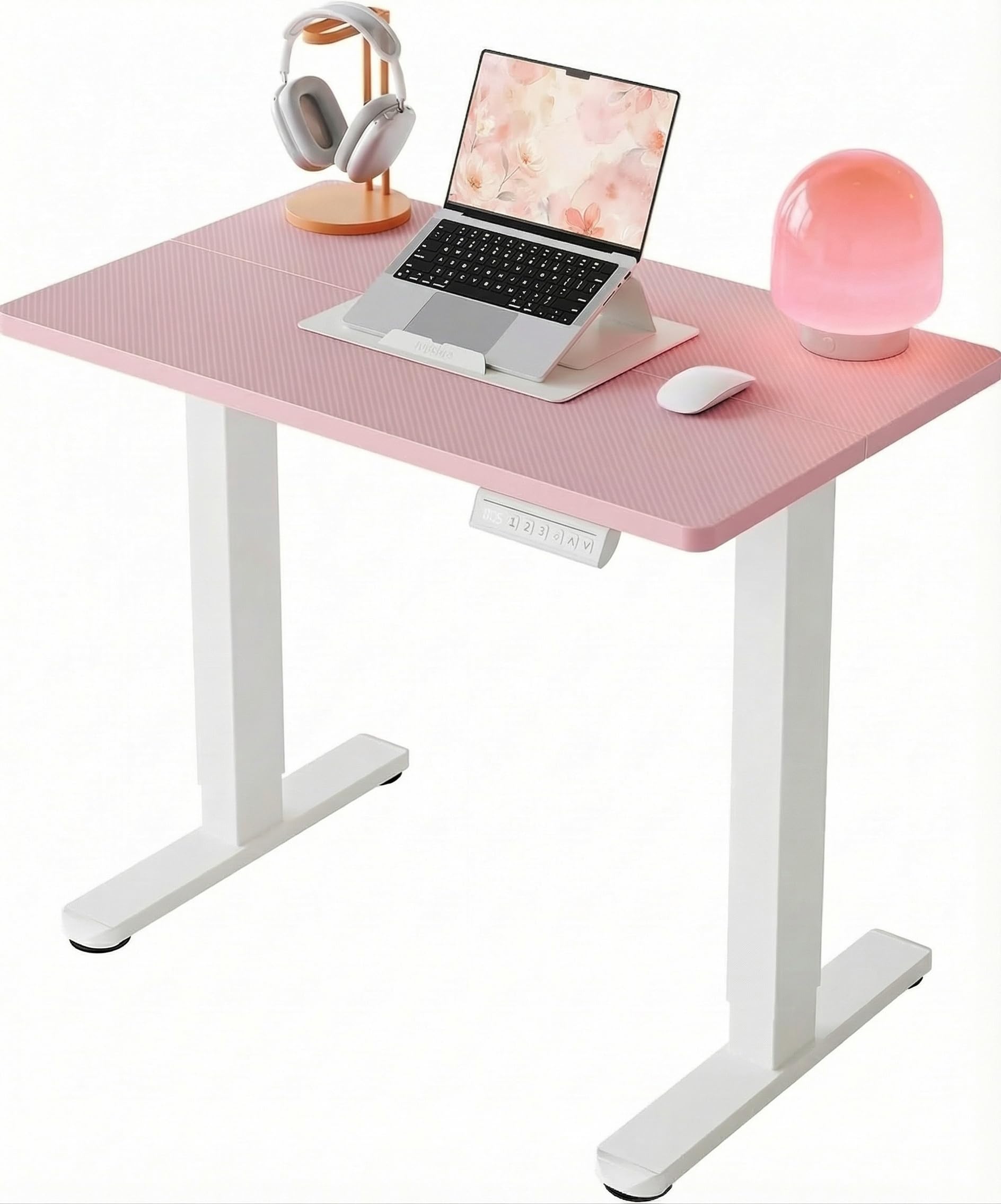 HUANUO 55 x 28 inch Electric Standing Desk Adjustable Height, 4 Memory Height Settings, Sit Stand Up Desk for Home Office & Computer Workstation, Light Walnut