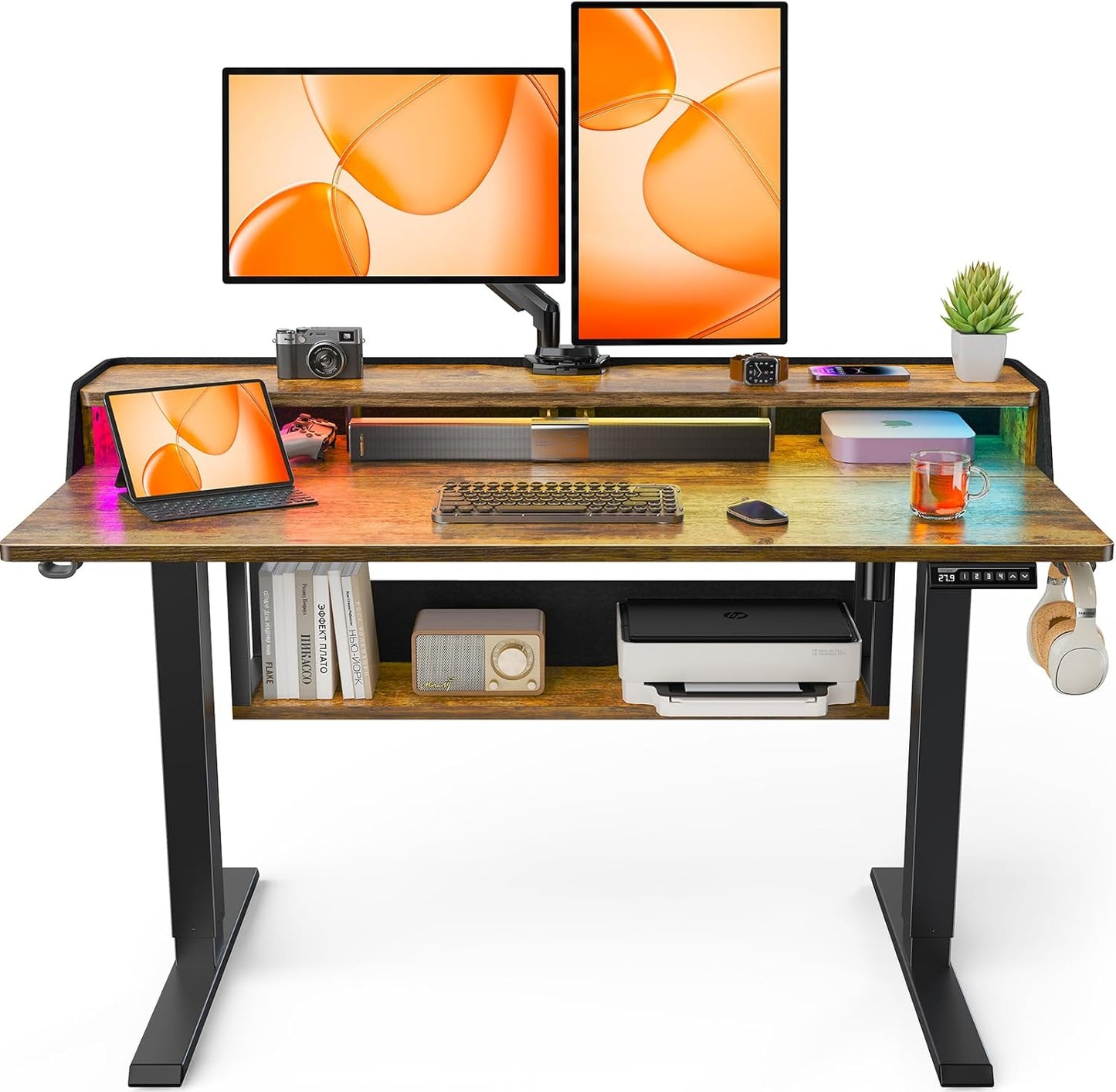 RGB Desk with Storage Shelves