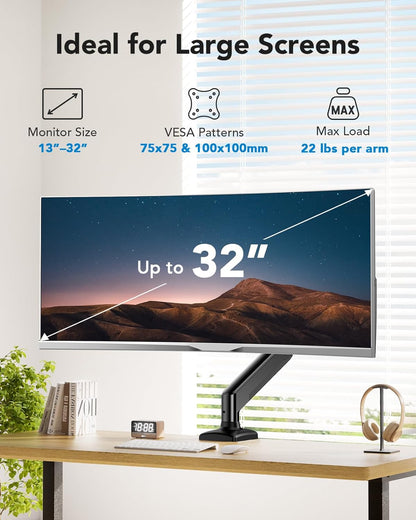 S18 Single Monitor Mount for 13"–32" Screens