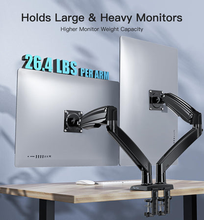 HUANUO dual monitor mount supports up to 26.4 lbs per arm for heavy monitors
