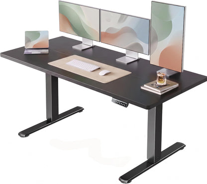 HUANUO 55 x 28 inch Electric Standing Desk Adjustable Height, 4 Memory Height Settings, Sit Stand Up Desk for Home Office & Computer Workstation, Light Walnut