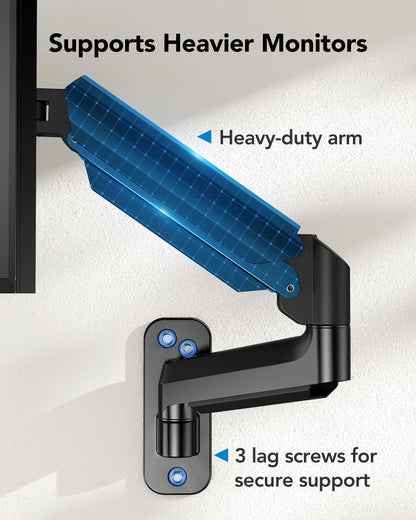 HUANUO heavy-duty monitor wall mount arm with secure screws for enhanced stability.