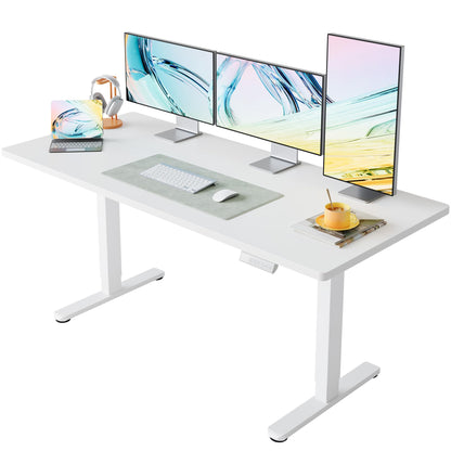 HUANUO 55 x 28 inch Electric Standing Desk Adjustable Height, 4 Memory Height Settings, Sit Stand Up Desk for Home Office & Computer Workstation, Light Walnut