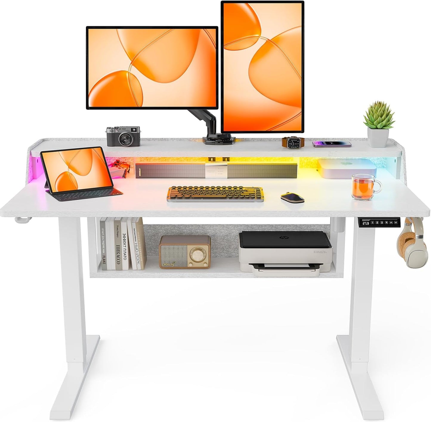 RGB Desk with Storage Shelves