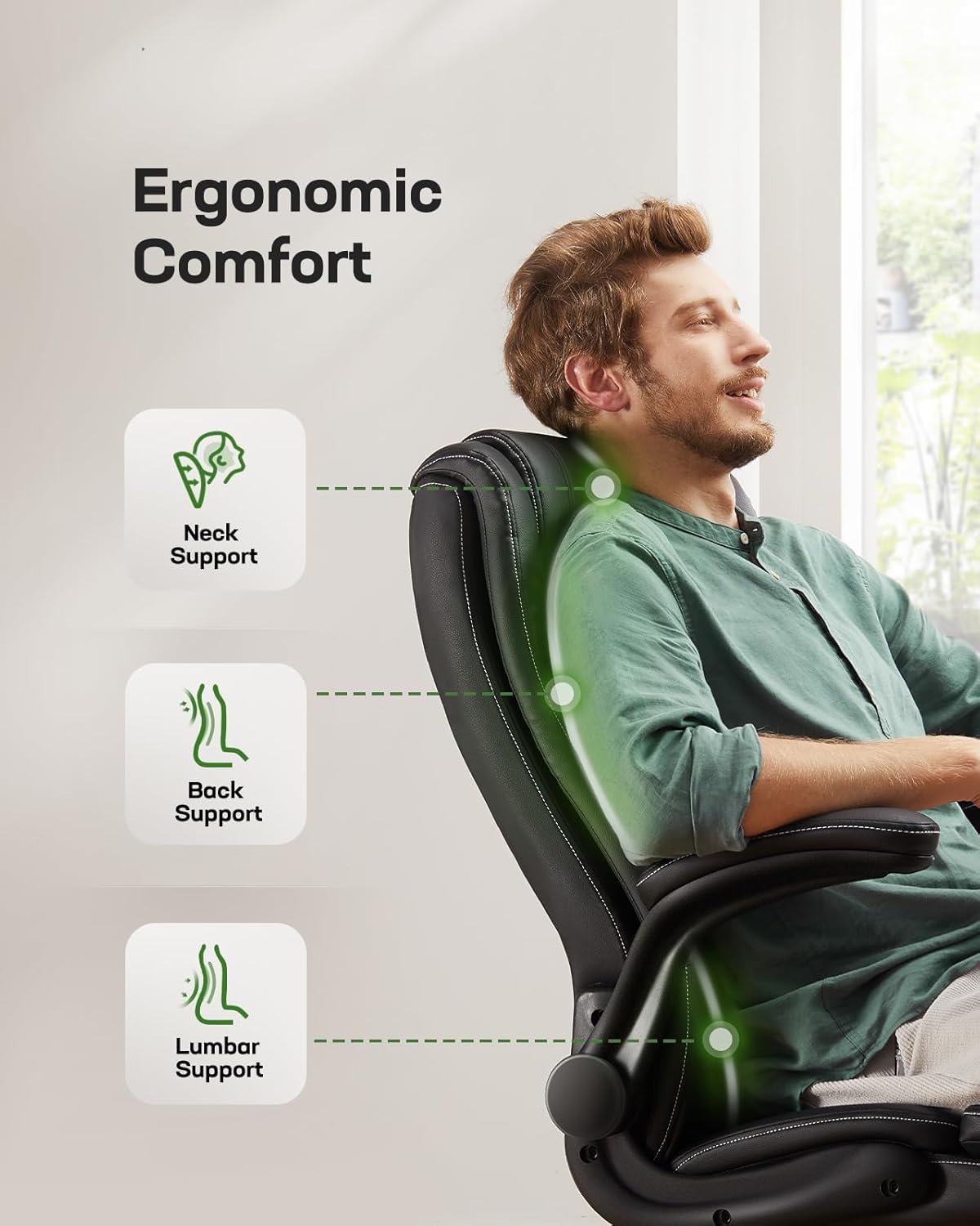 Marsail Executive Office Chair with Flip-up Armrests