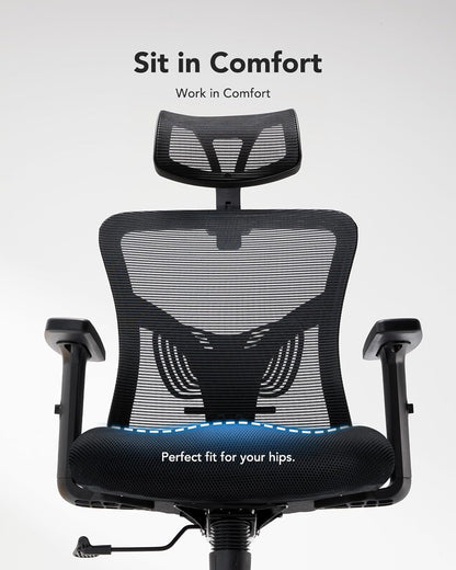 HUANUO Ergonomic Mesh Office Chair with Lumbar Support & Headrest