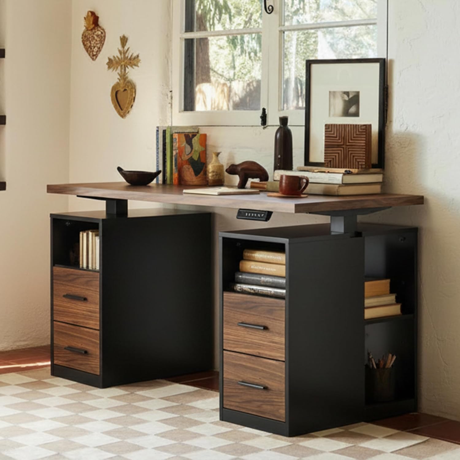 55" Electric Standing Desk with Drawers