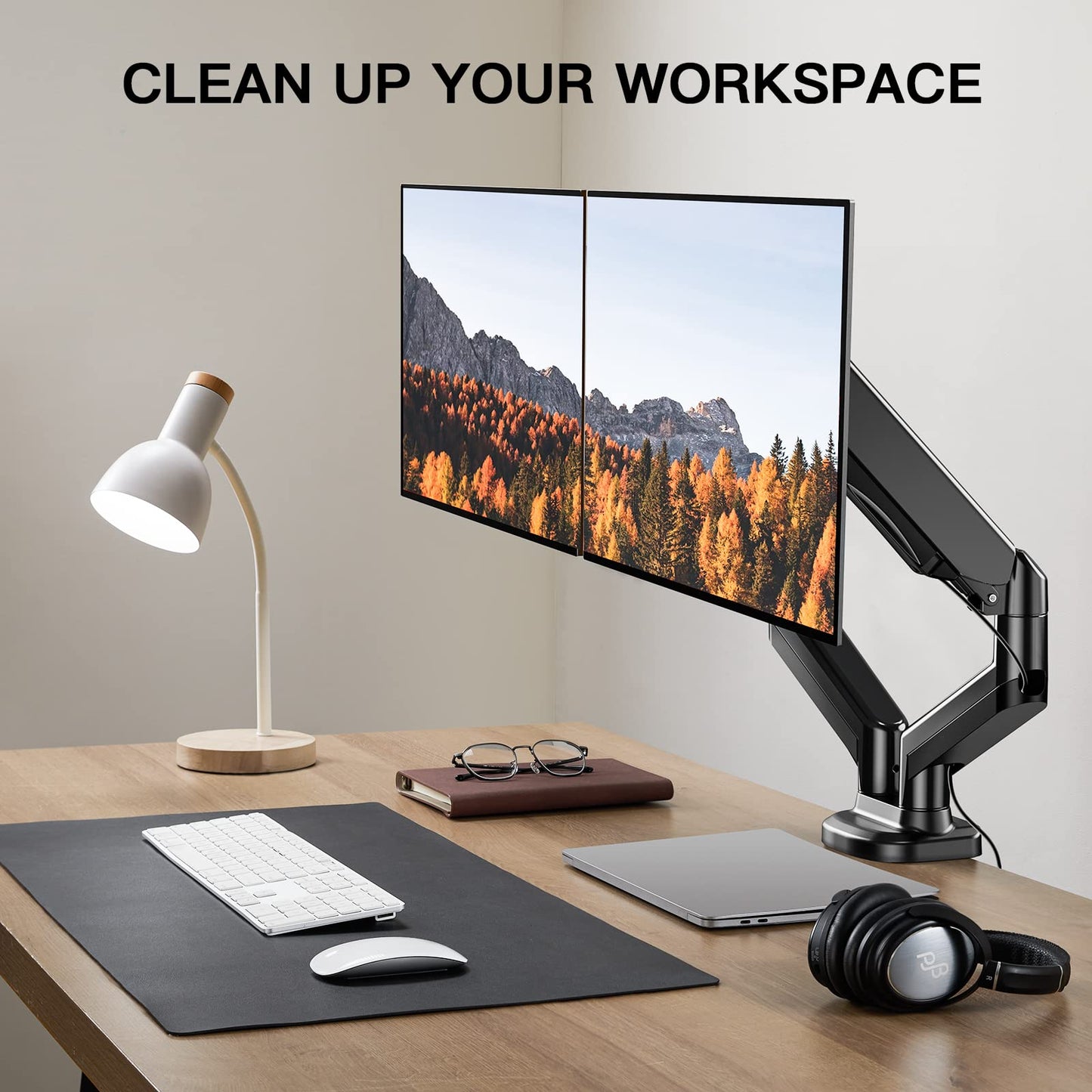 HUANUO HNDSK4 Dual Monitor Mount for 13-27 Inch Screens