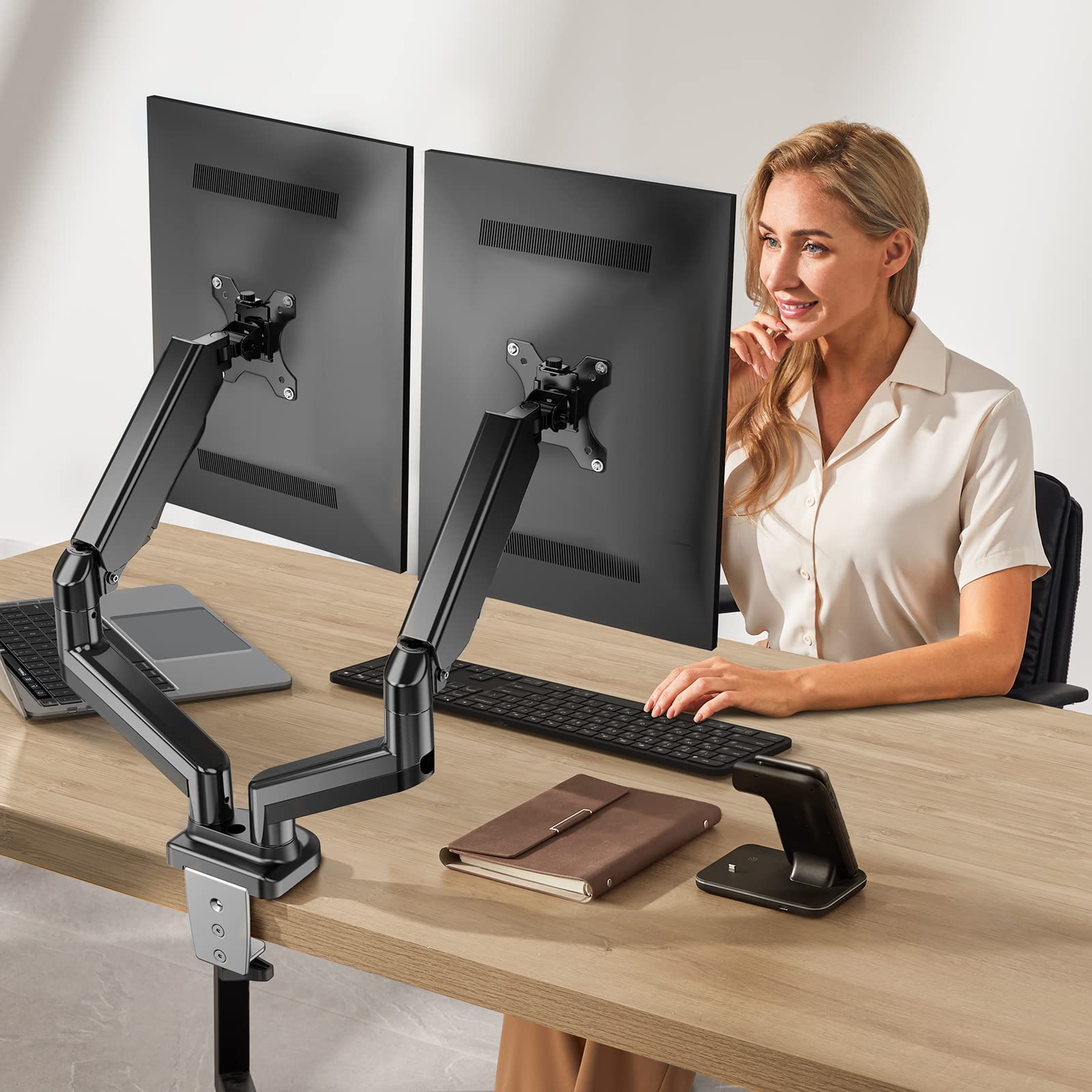 HUANUO HNDSK4 Dual Monitor Mount for 13-27 Inch Screens