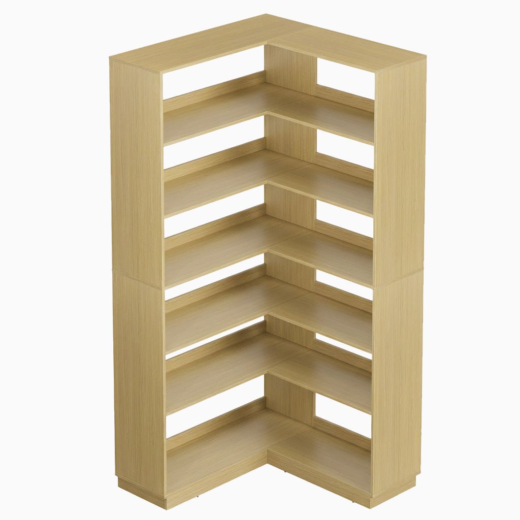 73" 6 - Tier Adjustable Corner Bookshelf - Fluted - Natural Oak