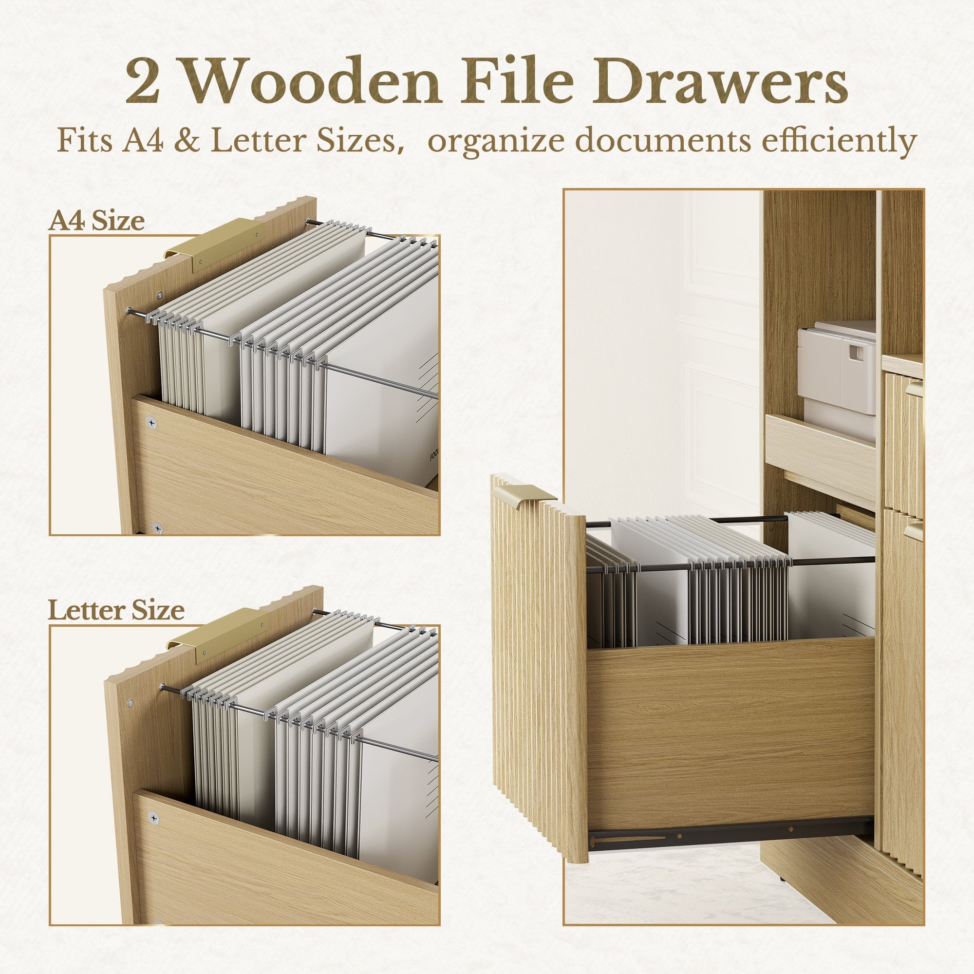 73'' Corner Bookshelt + Charging Cabinet/ Fluted - Natural Oak - 