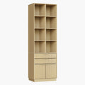 73" Tall Fluted Bookshelf with Drawers & Doors - Fluted - Natural Oak
