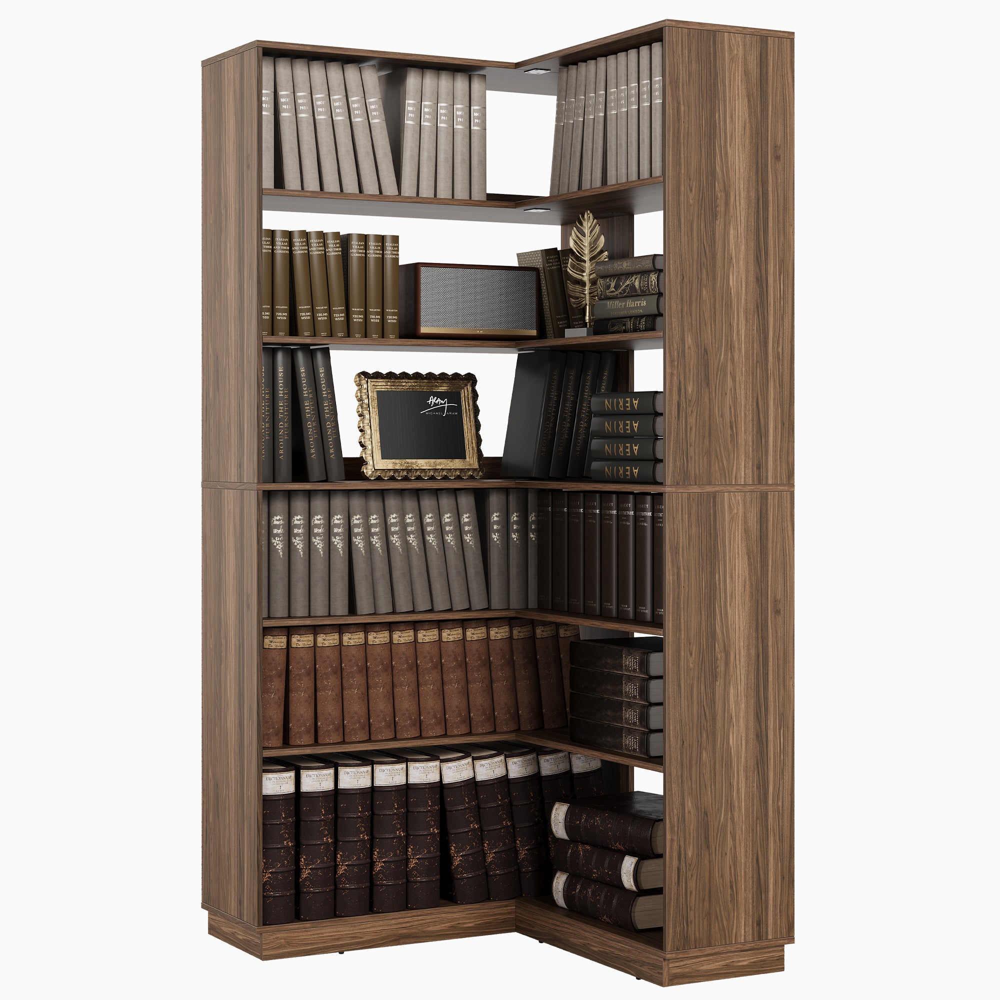 73" 6-Tier Adjustable Corner Bookshelf