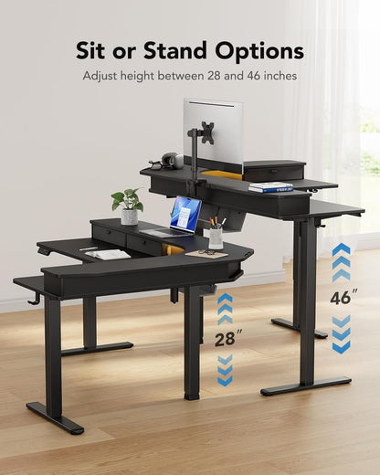 L-Shaped Standing Desk with Storage
