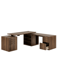 81.7 - 126.2" Premium Cadre Standing Desk - Fluted - Dark Walnut