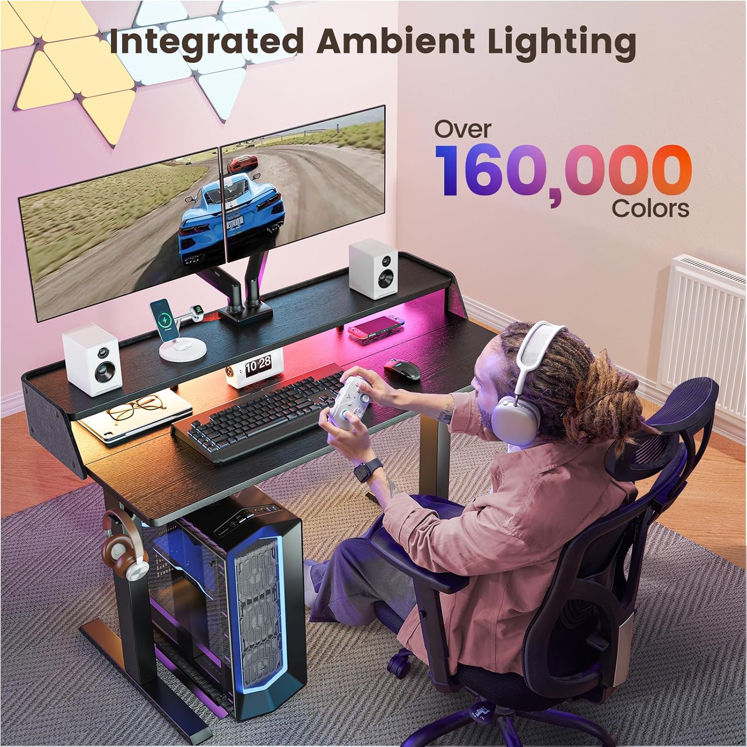 Electric Height Adjustable RGB Gaming Desk