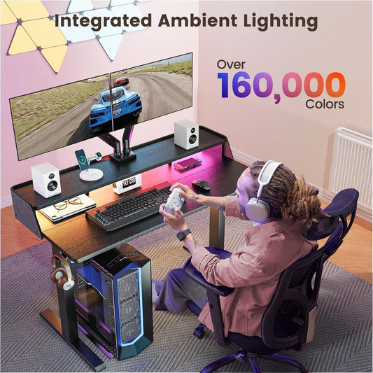 Electric Height Adjustable RGB Gaming Desk