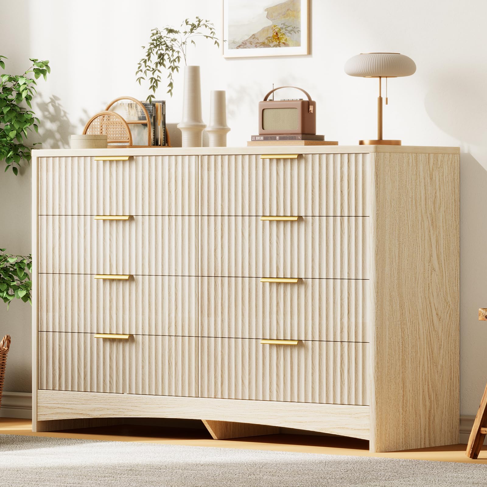 Modern Oak Dresser with Fluted Design & Rounded Corners