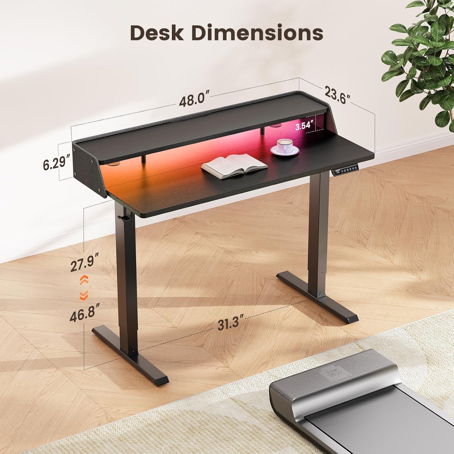 Electric Height Adjustable RGB Gaming Desk