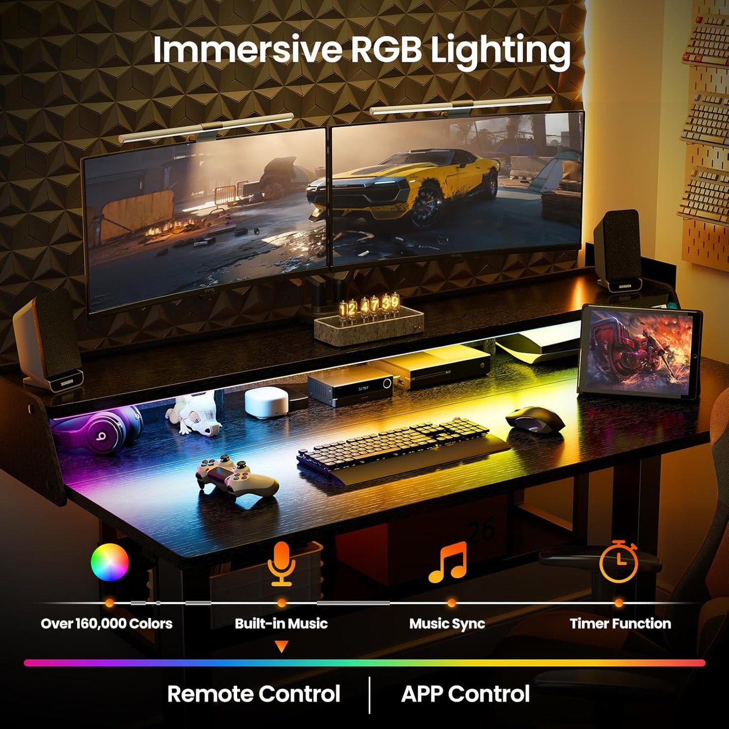 RGB Desk with Storage Shelves