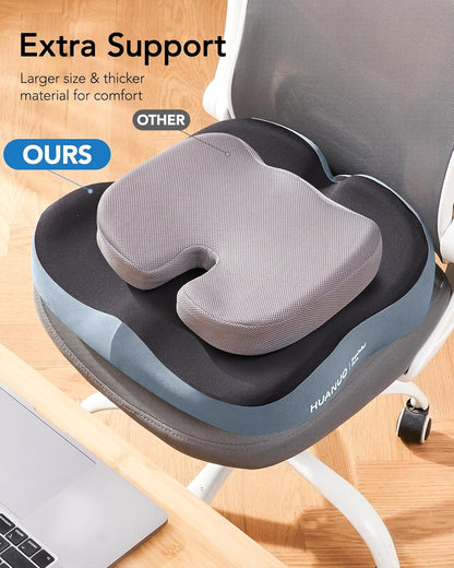 HUANUO Ergonomic Coccyx Seat Cushion – Non-Slip & Breathable