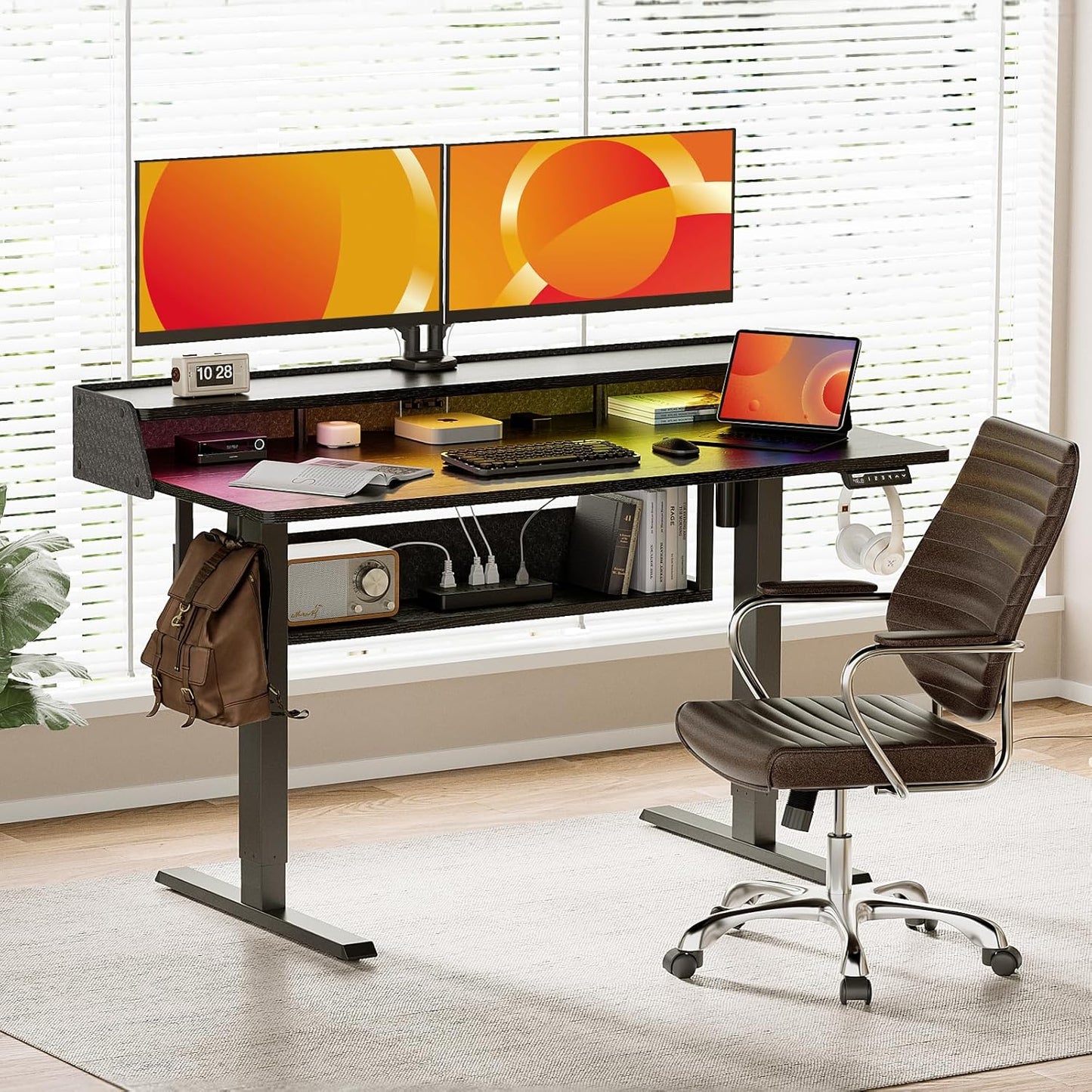 RGB Desk with Storage Shelves