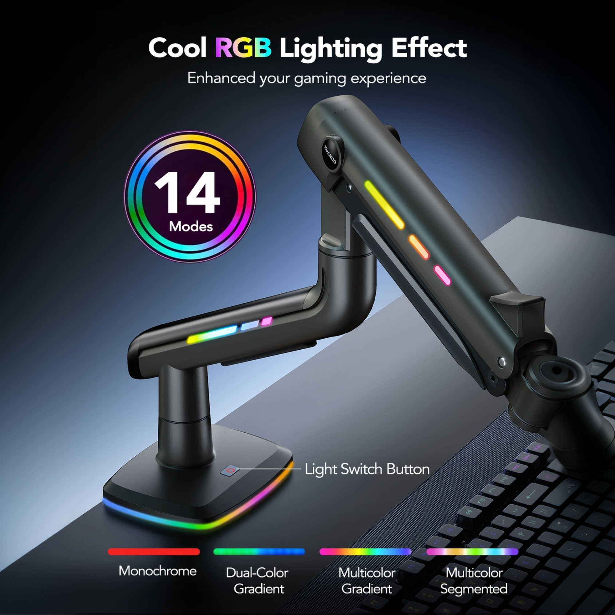 SS43 Single Monitor Arm with RGB Light