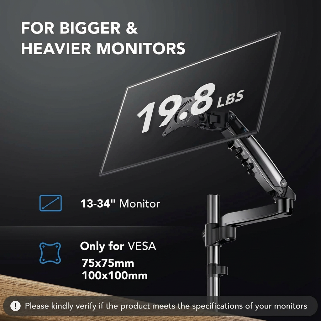 SS8 Elevation Single Monitor Arm