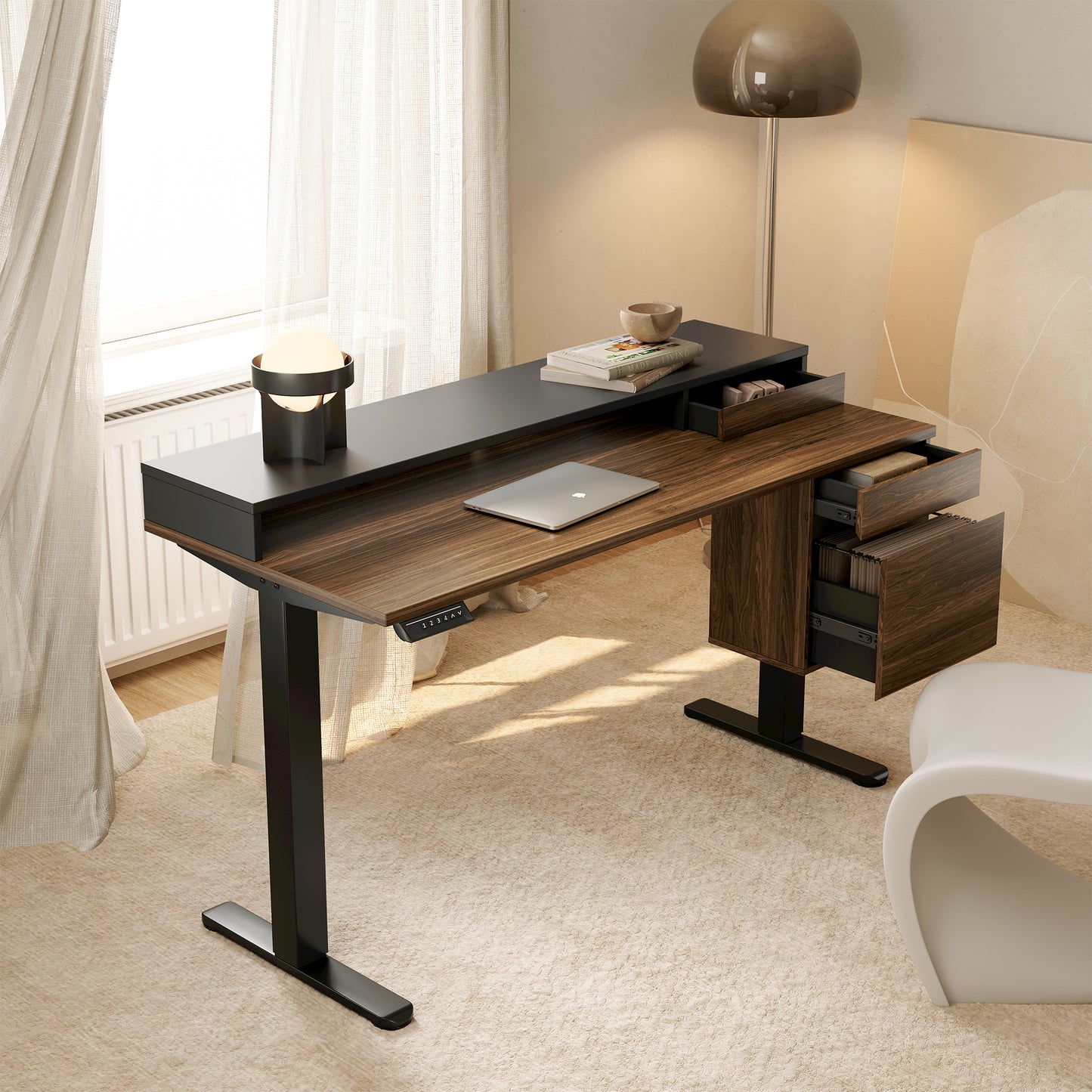 Whole-piece Standing Desk - Single Side 3 Drawers