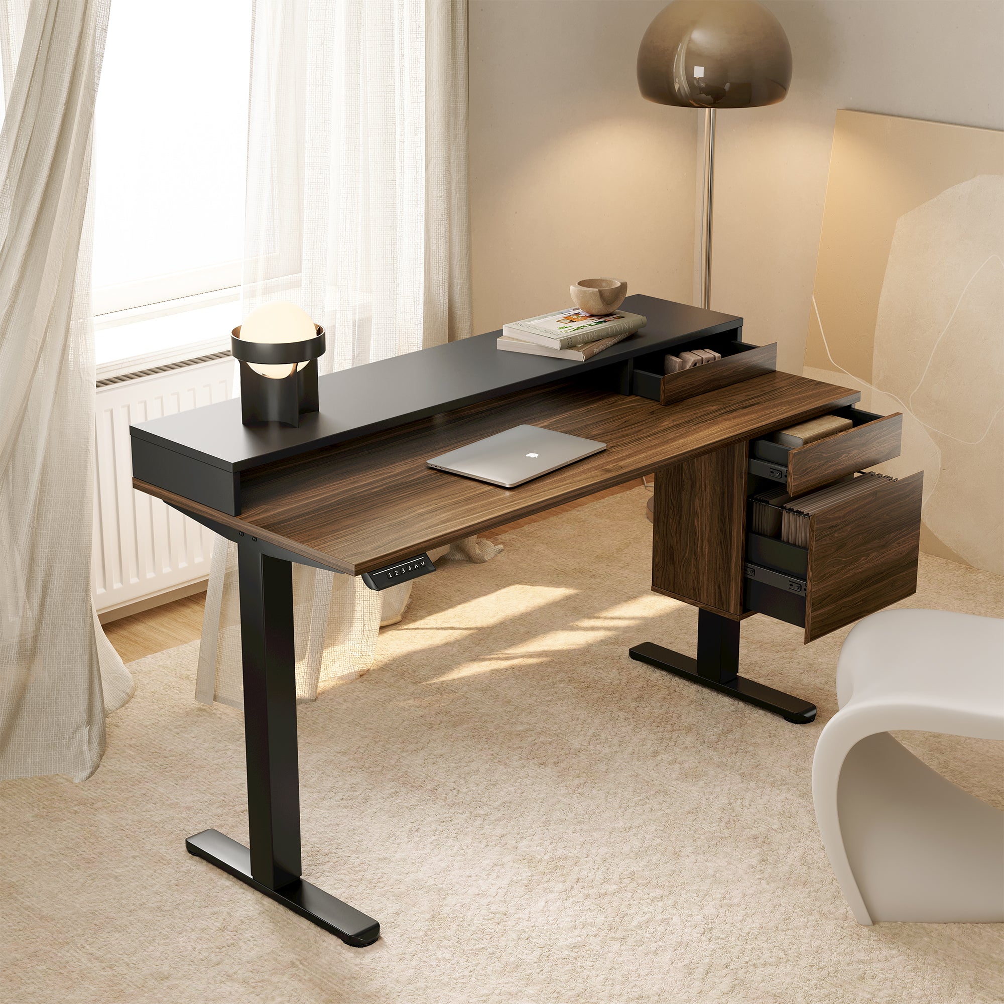 Whole-piece Standing Desk - Single Side 3 Drawers