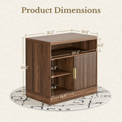 67" Desk+73" Bookshelf / Fluted - Dark Walnut