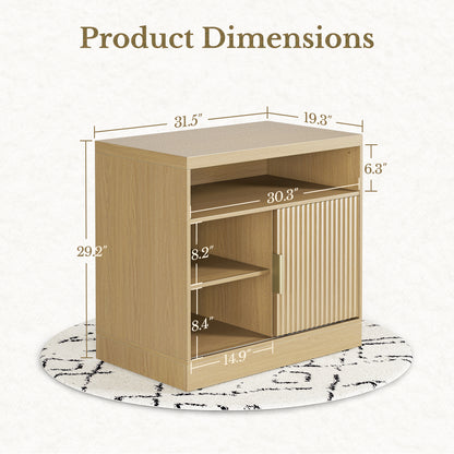67" Desk+73" Bookshelf / Fluted - Natural Oak