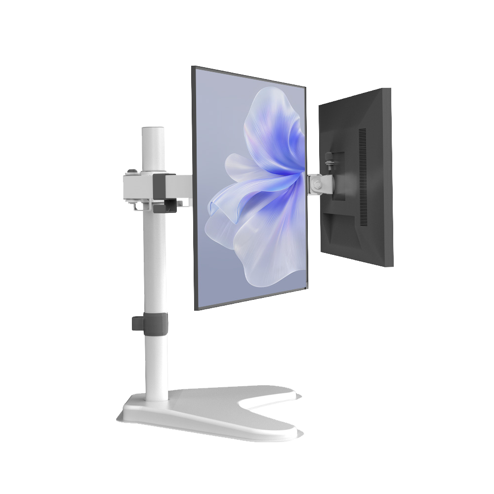 HUANUO dual monitor mount for 13-32 inch screens in white.