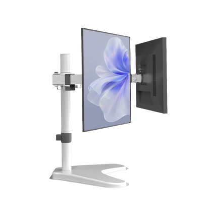 HUANUO dual monitor mount for 13-32 inch screens in white.